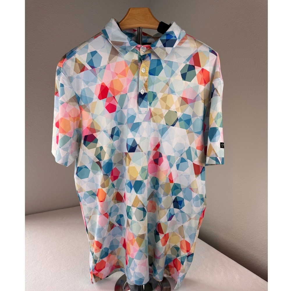 Yatta Golf Performance Polo Shirt Men's M Geometric Print Moisture Wicking